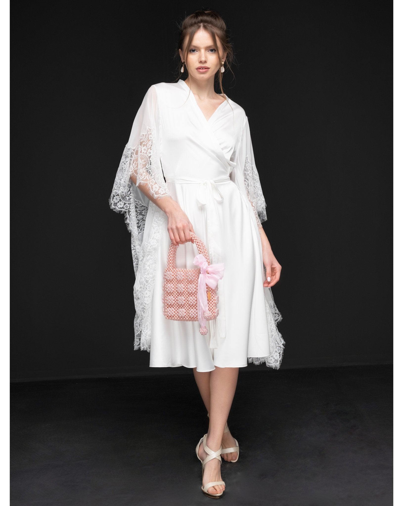 White Lace Dress Long Sleeve, Wrap White Dress, Wrap Dress Long Sleeve –  KÂfemme