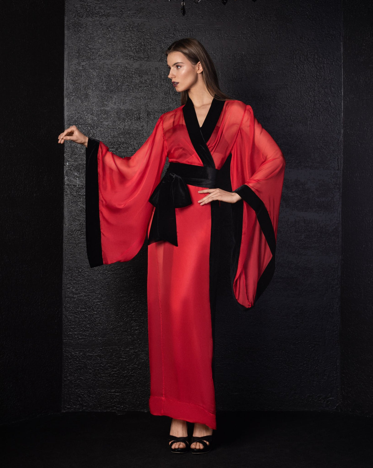 Red and Black Kimono,Long Sheer Kimono Robe,Kimono Black and Red – KÂfemme