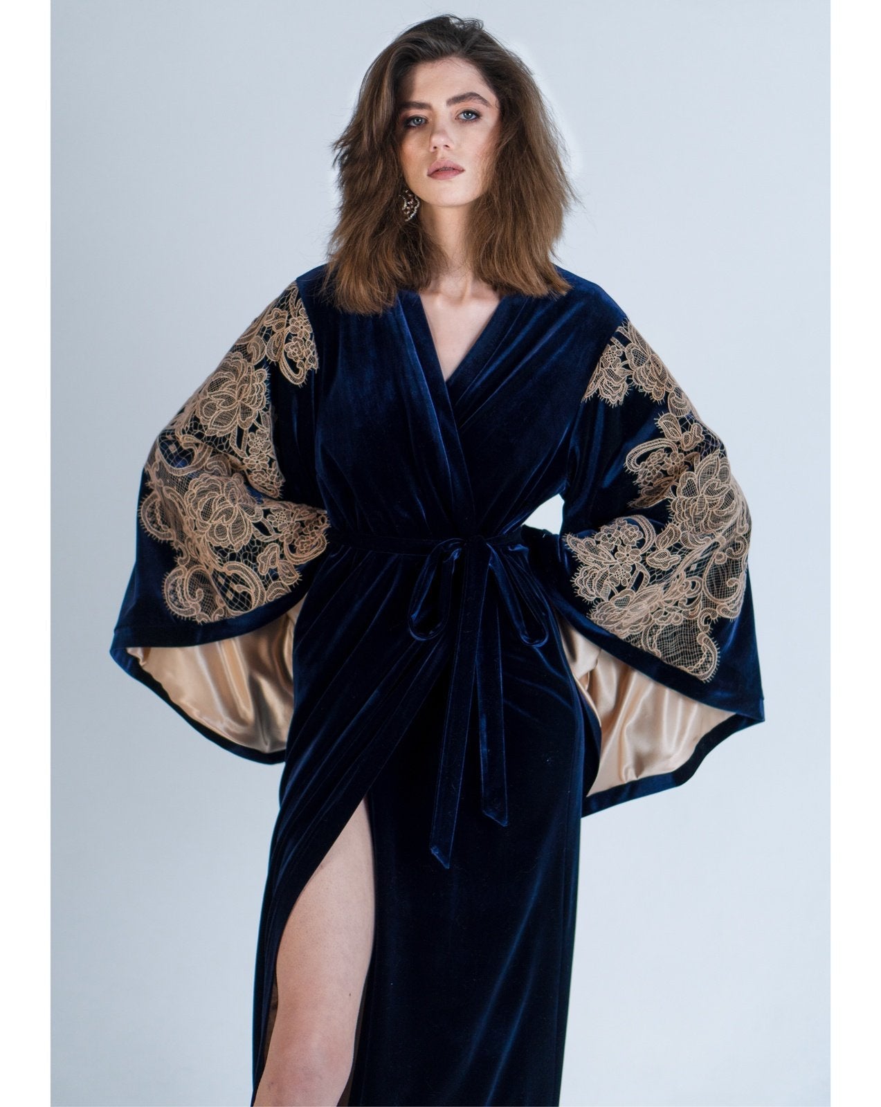 Plus size long silk robe best sale