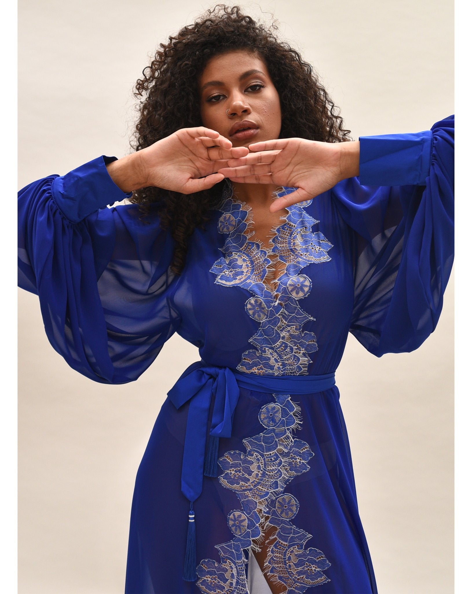 Luxury Robe|Long Luxury Robe|Blue Robe|Old Hollywood Robe – KÂfemme