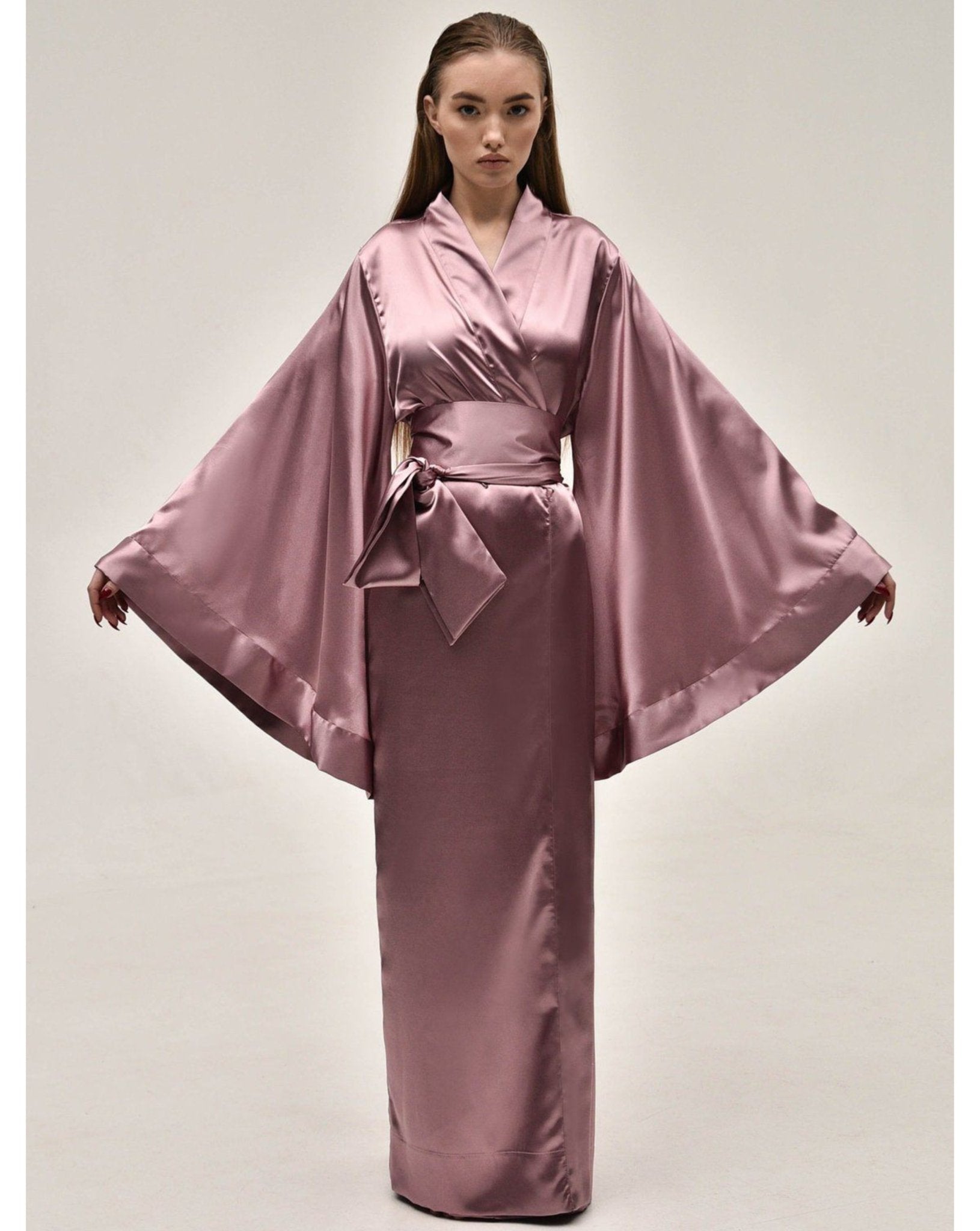 Long Satin Kimono Robe|Luxury Robe|Silk Kimono Robes KÂfemme –