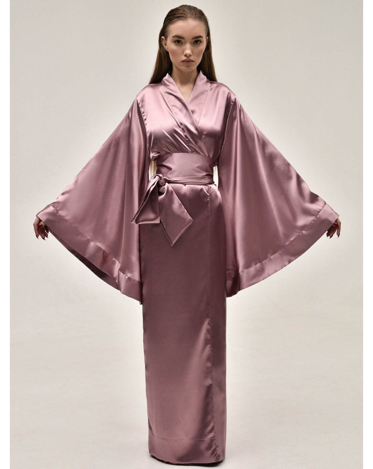 Long Satin Kimono Robe|Luxury Robe|Silk Kimono Robes – KÂfemme