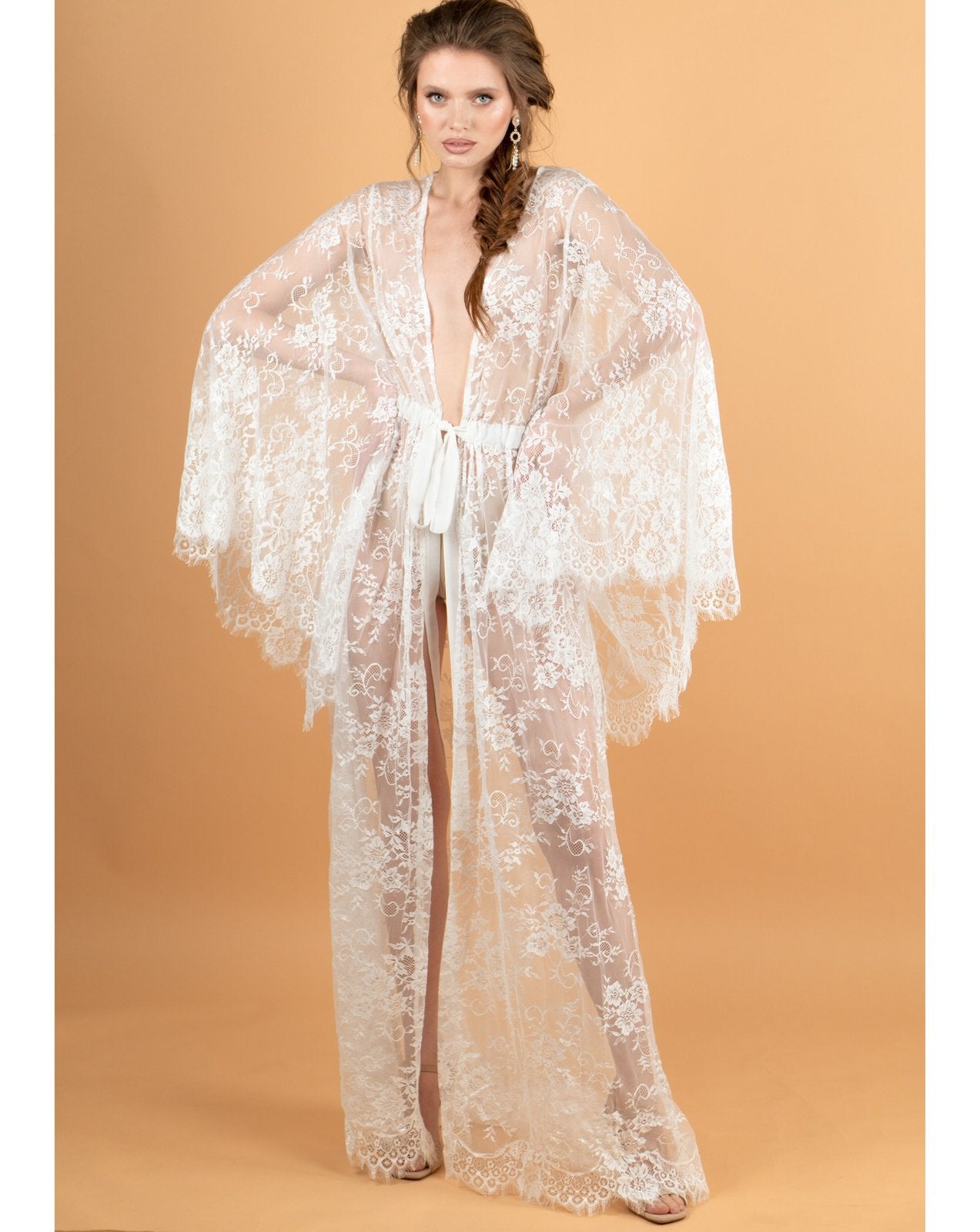 Lumina Long Lace Sheer Robe