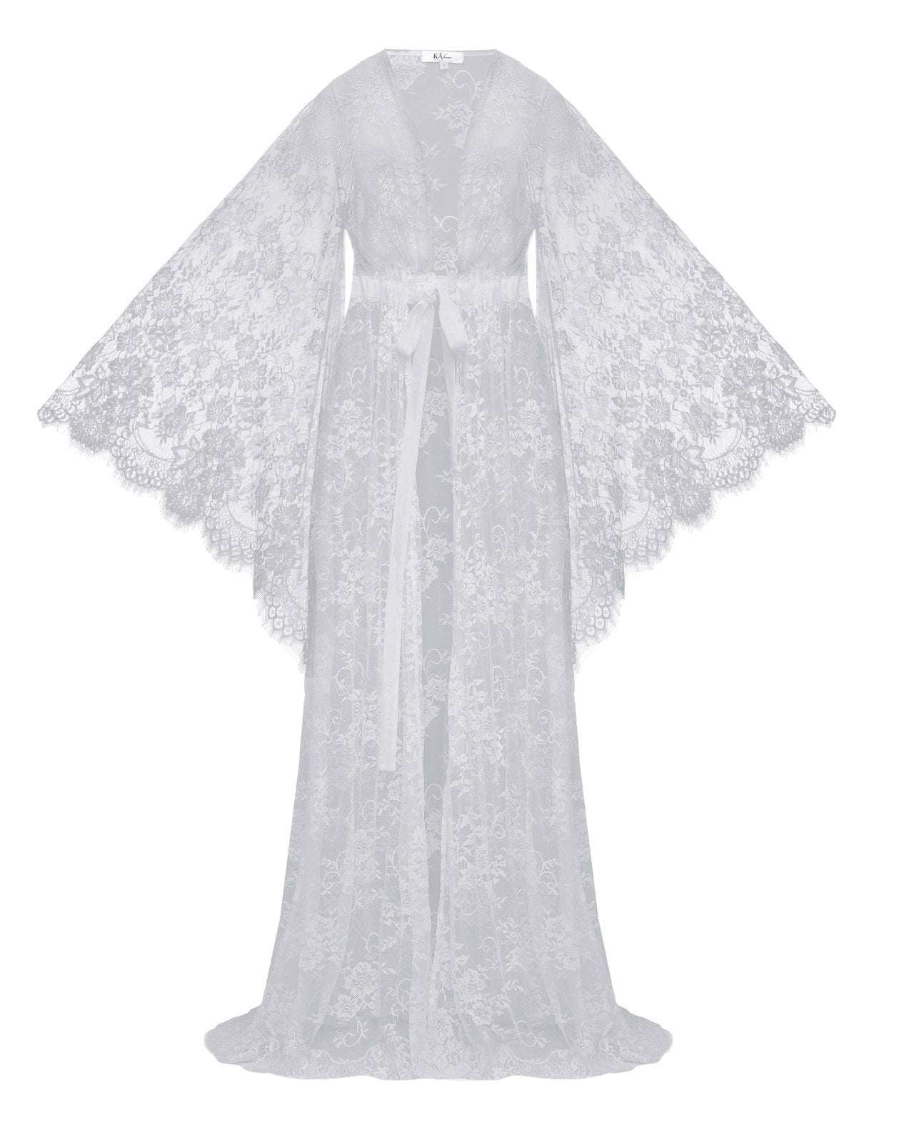 Bride Lumina Long Lace White Robe