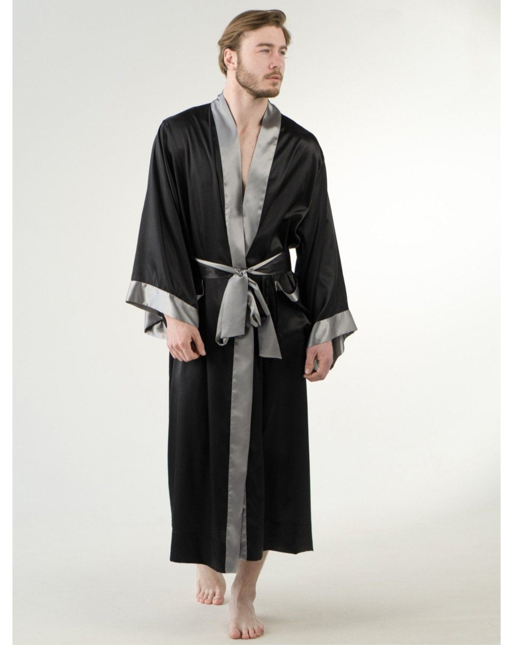 Mens Robe, Mens Silk Robe,Mens Kimono Robe, Green Kimono Mens – KÂfemme